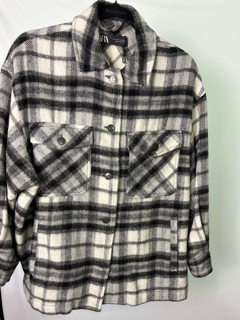 ZARA Black & White Plaid Utility Shacket
